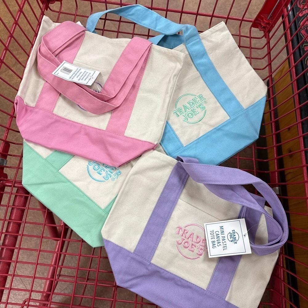 Trader Joe’s Pastel Blue Mini Canvas Tote Bag - Picture 2 of 3